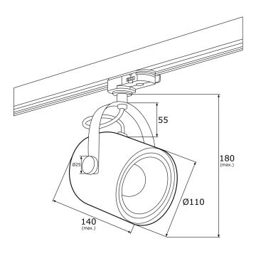 Spot pentru sistem de șină Argon 4310 NET 1xE27/15W/230V verde