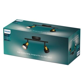 Spot Philips CONDUIT 2xGU10/5W/230V negru/alamă