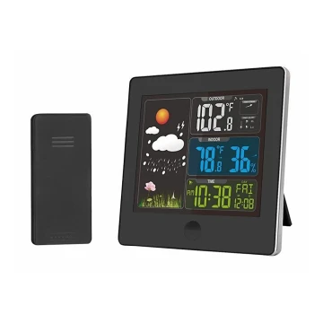 Stație meteo cu afișaj LCD 230V neagră