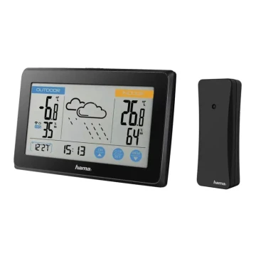 Stație meteo cu afișaj LCD color 3xAAA negru Hama