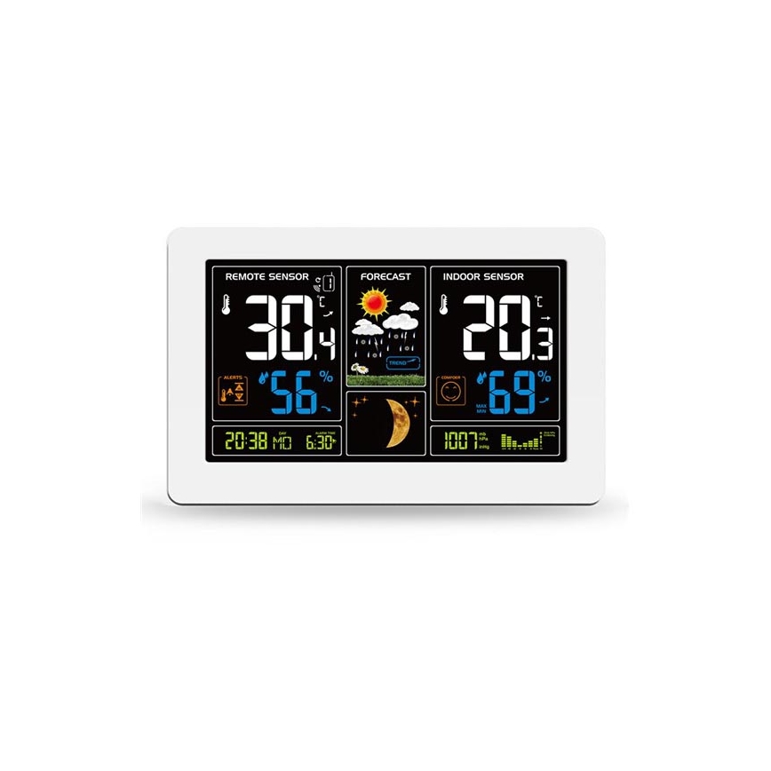 Stație meteo cu display LED încărcare USB alb