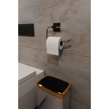 Suport metalic pentru hârtie igienică 8x16 cm negru/auriu