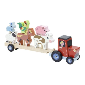 Tractor de lemn cu animale Vilac