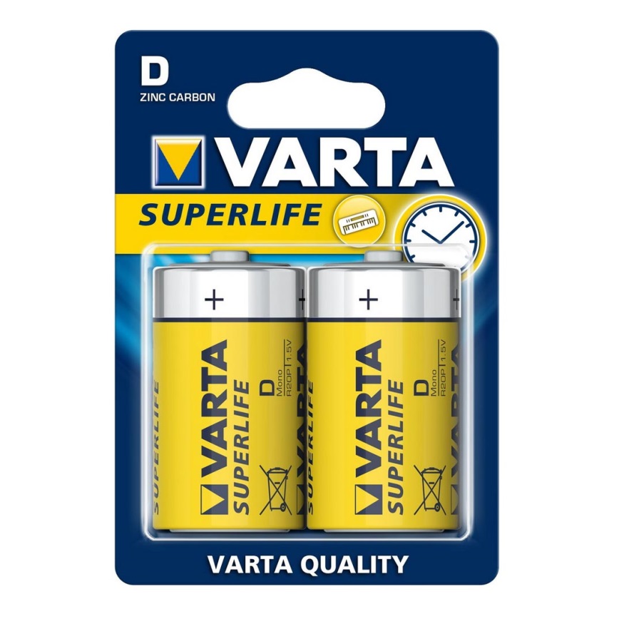 Varta 2020 - 2 buc Baterie zinc carbon SUPERLIFE D 1,5V