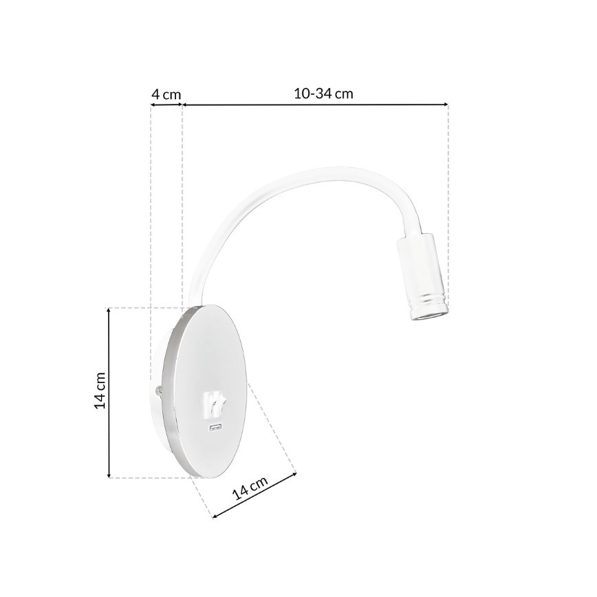 Veioză de perete LED BASE 1xLED/8W+1xLED/2W/230V albă/argintie