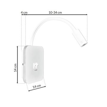 Veioză de perete LED BASE 1xLED/8W+1xLED/2W/230V albă