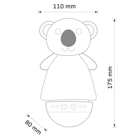 Veioză LED RGB de veghe cu sunete pentru copii 3xAAA/5V koala