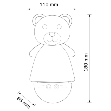 Veioză LED RGB de veghe cu sunete pentru copii 3xAAA/5V ursuleț