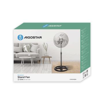 Ventilator cu picior Aigostar 55W/230V crom/negru