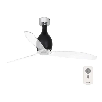 Ventilator de tavan FARO 32026 MINI ETERFAN negru/transparent + telecomandă