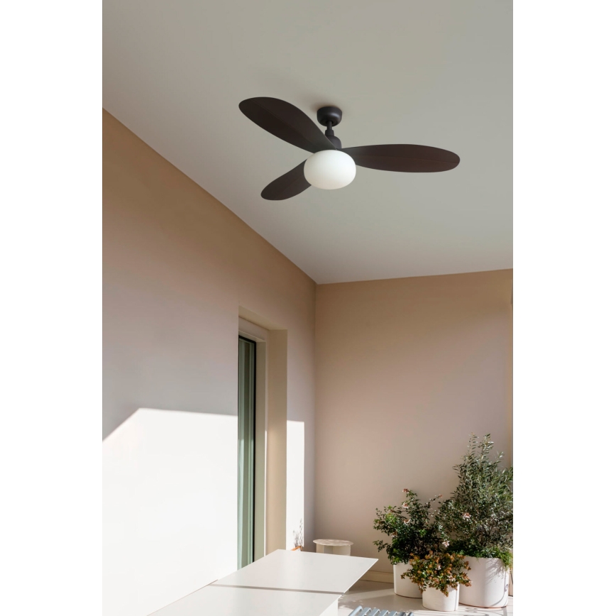 Ventilator de tavan FARO 34301-11L PALMA 1xE27/15W/230V maro d. 129 cm IP44 + telecomandă