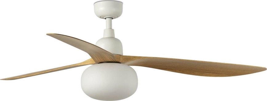 Ventilator de tavan FARO 34361WT-11L OUTWOOD L 1xE27/15W/230V maro/alb d. 150 cm Wi-Fi Tuya IP44 + telecomandă