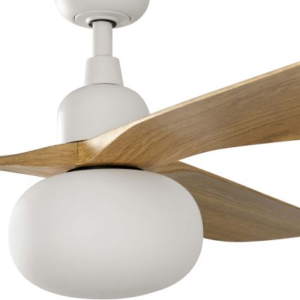 Ventilator de tavan FARO 34361WT-11L OUTWOOD L 1xE27/15W/230V maro/alb d. 150 cm Wi-Fi Tuya IP44 + telecomandă