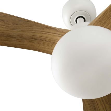 Ventilator de tavan FARO 34361WT-11L OUTWOOD L 1xE27/15W/230V maro/alb d. 150 cm Wi-Fi Tuya IP44 + telecomandă