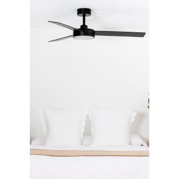 Ventilator LED BARTH LED/24W/230V Wi-Fi negru FARO 34261 + telecomandă