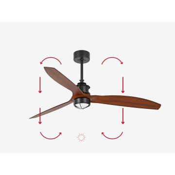 Ventilator LED de tavan FARO 33395-10 JUST FAN LED/16W/230V negru/maro d. 128 cm + telecomandă