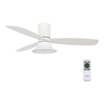 Ventilator LED dimabil de tavan Lucci Air 210661 FLUSSO 1xGX53/18W/230V lemn/alb + telecomandă