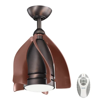 Ventilator LED dimabil de tavan TERNA 10W/230V bronz/maro + telecomandă