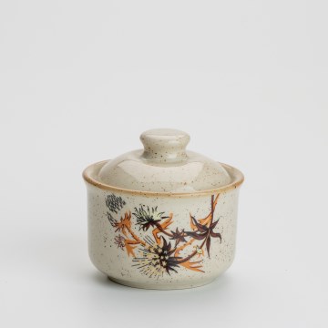 Zaharniță ceramică cu capac, ciulin bej