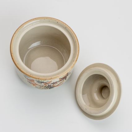 Zaharniță ceramică cu capac, ciulin bej